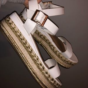 white & gold platform sandals !!!!!